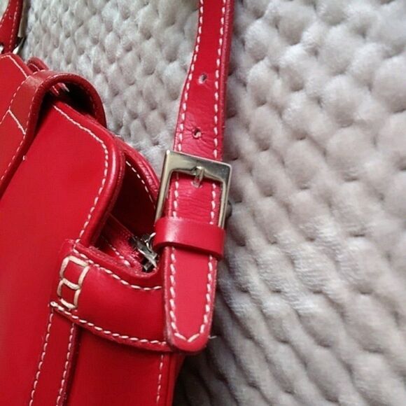 Focus Paris Leather Shoulder Bag Red EUC - Picture 12 of 12